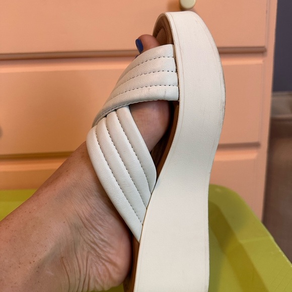 Mariella White Leather Platform Sandals 8 - Picture 3 of 6